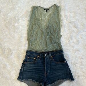 Beautiful Sage Green Lace Bodysuit